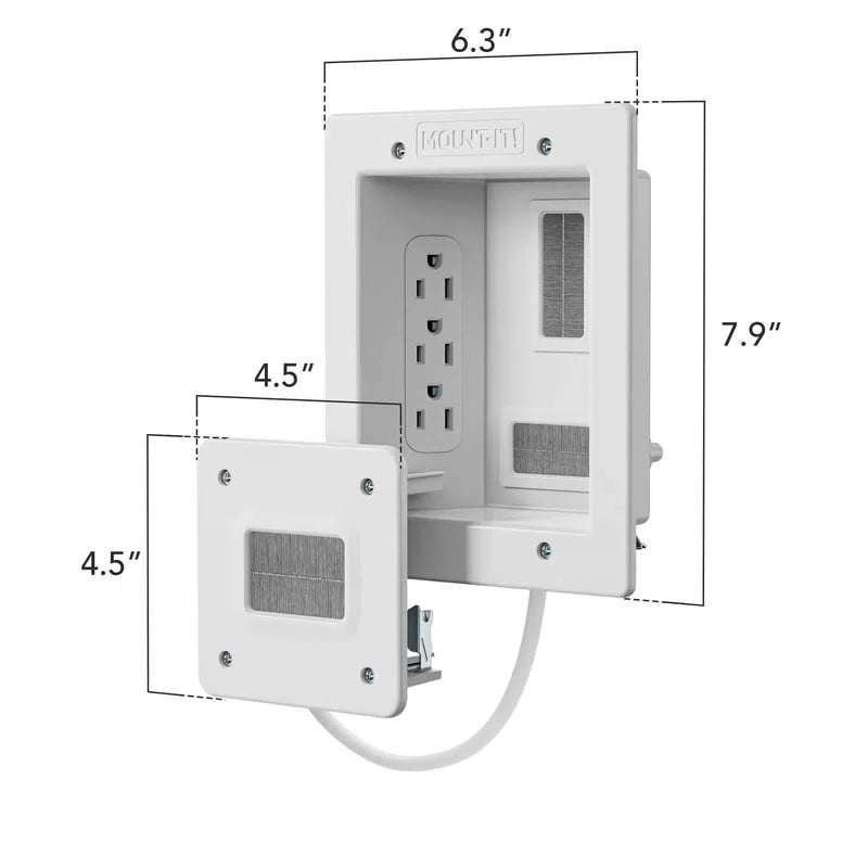Mount-It! in-Wall TV Cable Management Kit with Recessed Power - White/Gray [9]