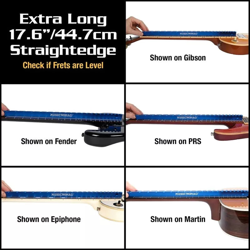 MusicNomad Tri-Beam 3 'n 1 Dual Notched Straightedge & Blue anodized finish [5]