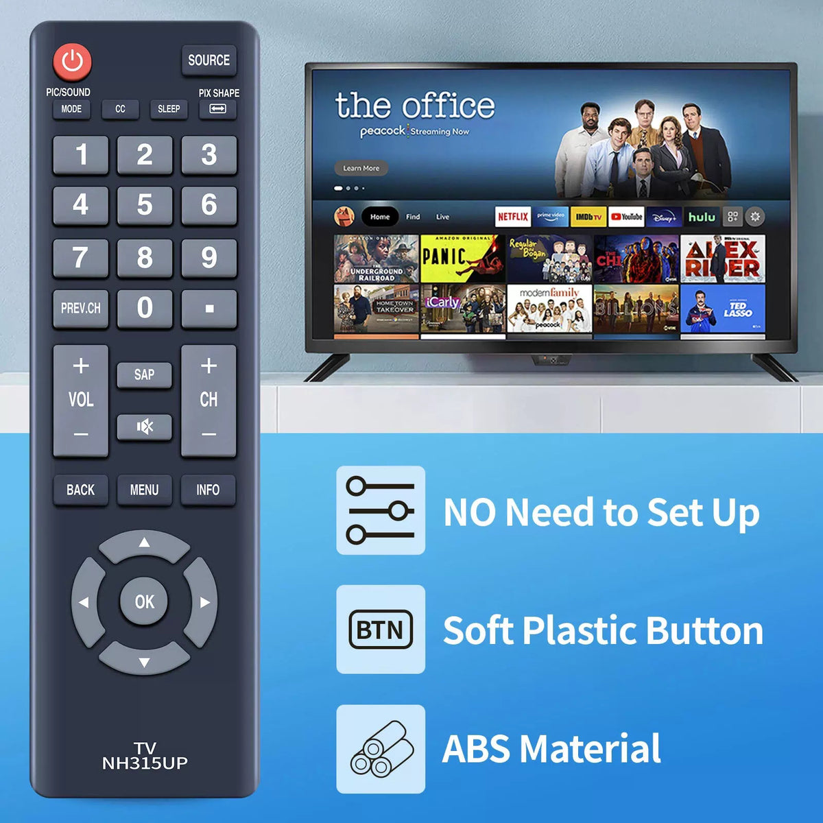 NH315UP Remote Control For Sanyo Smart TV FW32D06F FW43D25F FW50D36F FW55D25F [3]