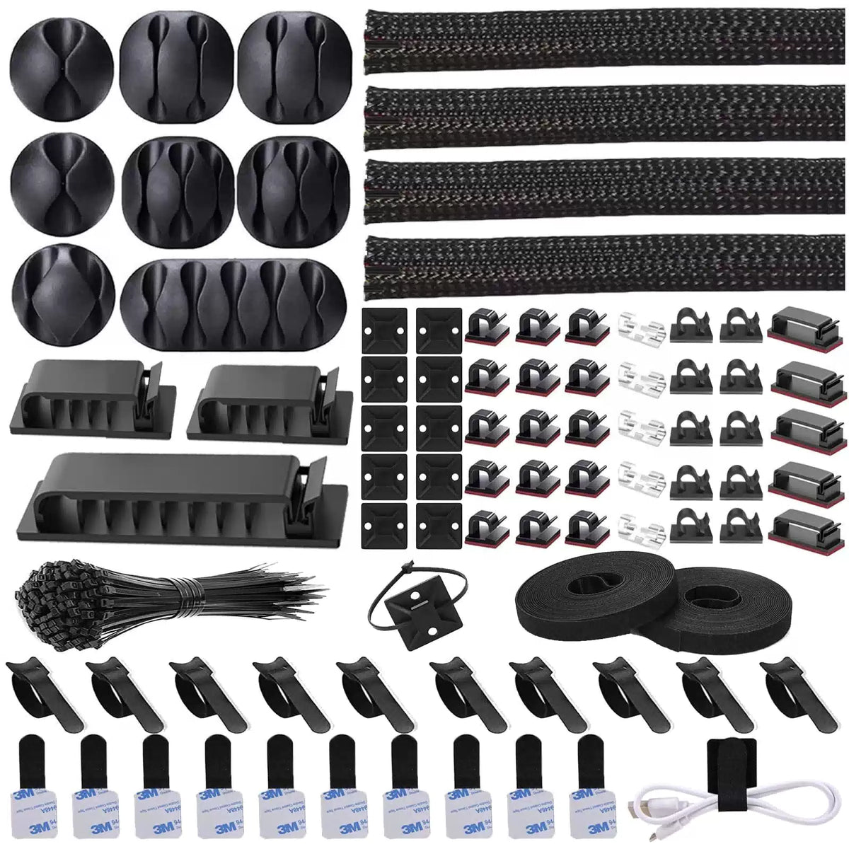 N NOROCME 192 PCS Cable Management Kit 4 Wire Organizer 192 PCS, Black [1]
