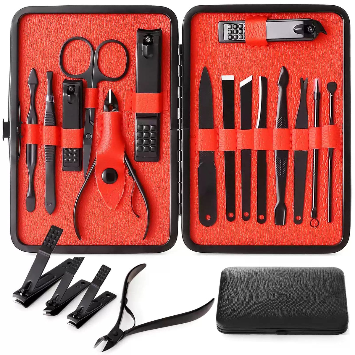 Nail Clippers Sets High Precisio Stainless Steel 15 Piece Set, Red [1]