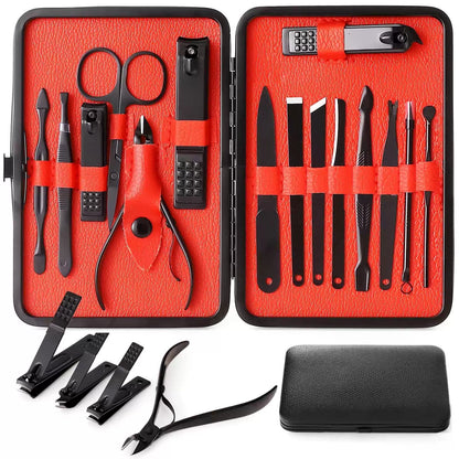 Nail Clippers Sets High Precisio Stainless Steel 15 Piece Set, Red [1]