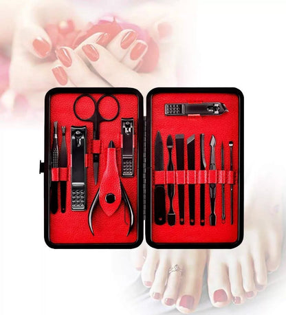 Nail Clippers Sets High Precisio Stainless Steel 15 Piece Set, Red [8]