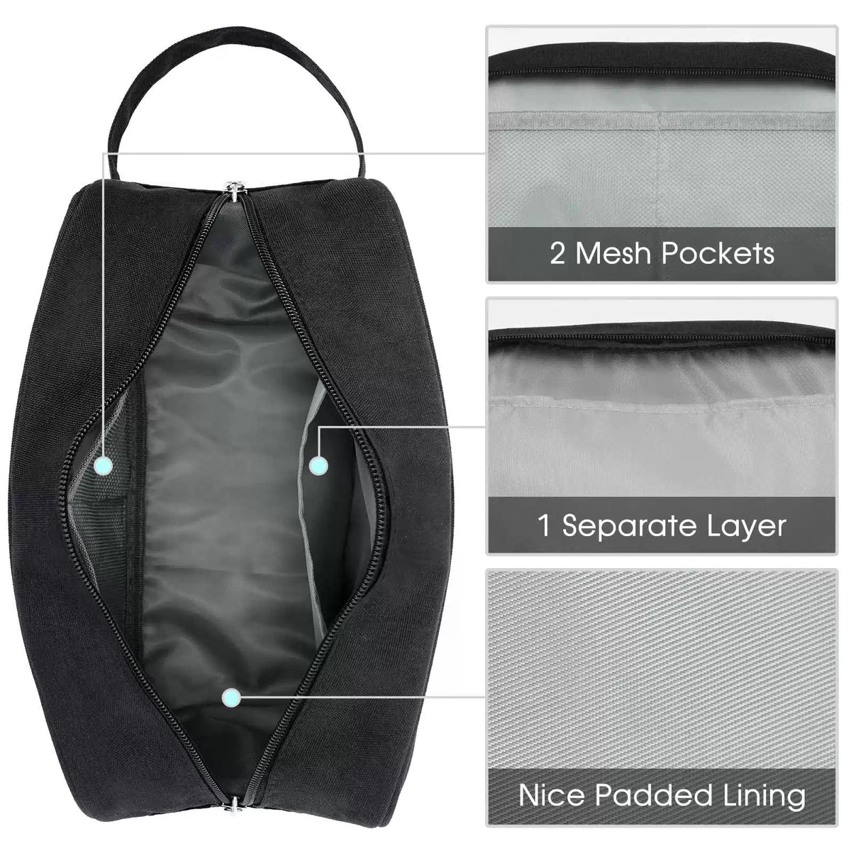 Narwey Travel Toiletry Bag for Women Traveling 9.8" x 4.3" x 6.3", A-Black [5]