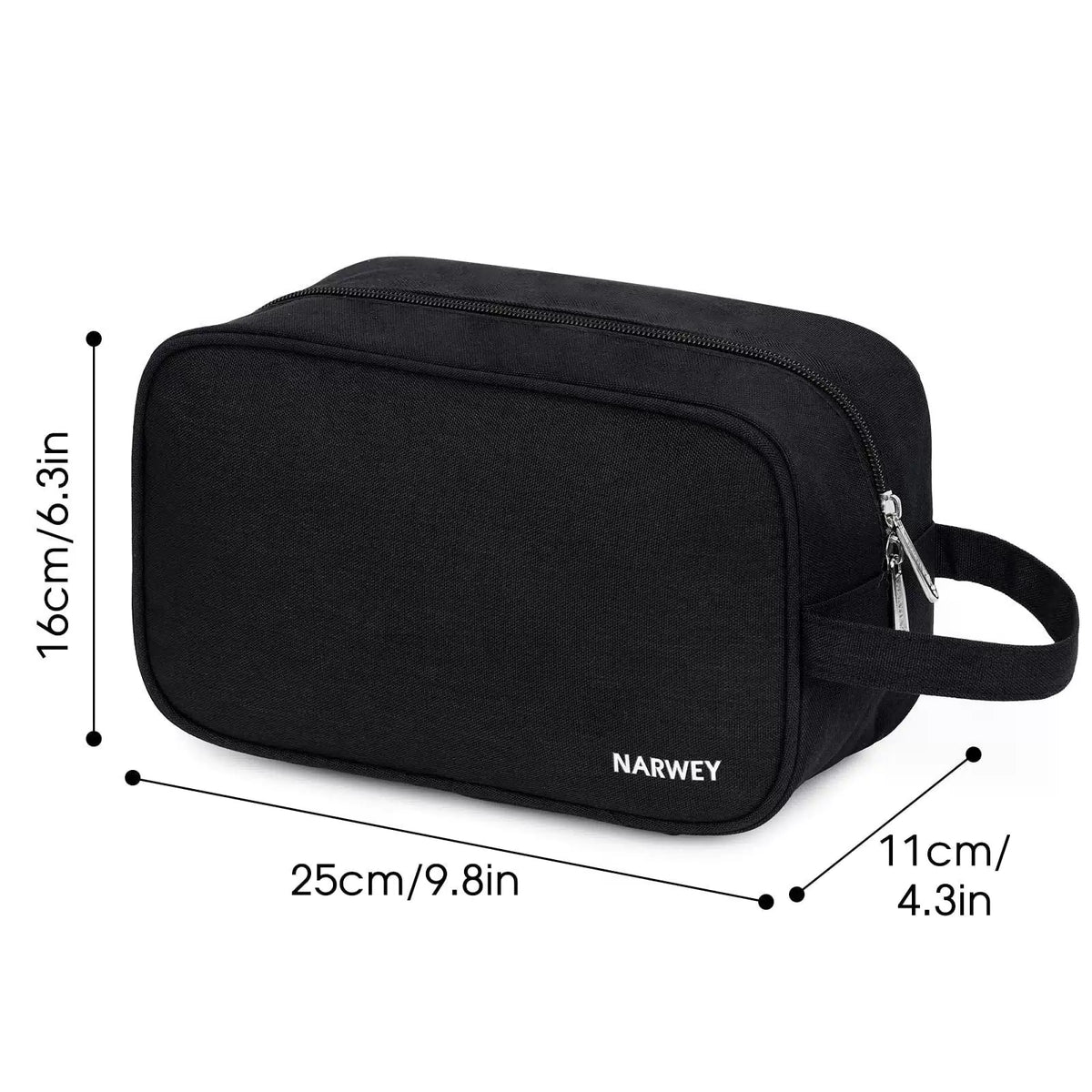 Narwey Travel Toiletry Bag for Women Traveling 9.8" x 4.3" x 6.3", A-Black [6]