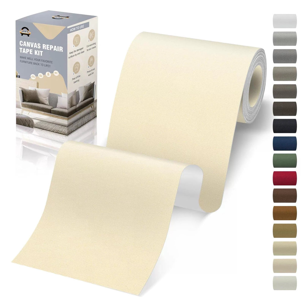 OAZ 4 x 79 inch Canvas Repair Patches Fabric Patch 4" x 79", Beige [1]