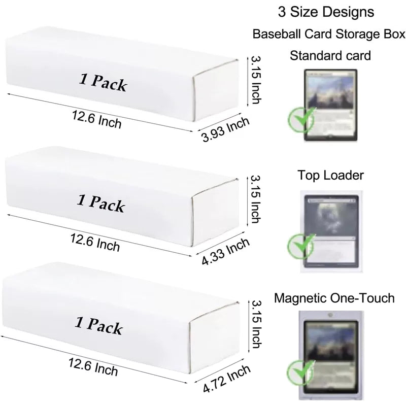 OPPERLLY 3 Pack Trading Card Storage Box, 3 Size Designs 3 Pack, WHITE [2]