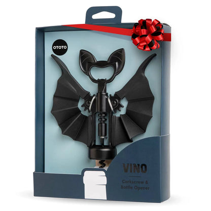 OTOTO Vino Spooky Bat 2-in-1 Wine & Beer Opener, Corkscrew & One Size, Black [1]
