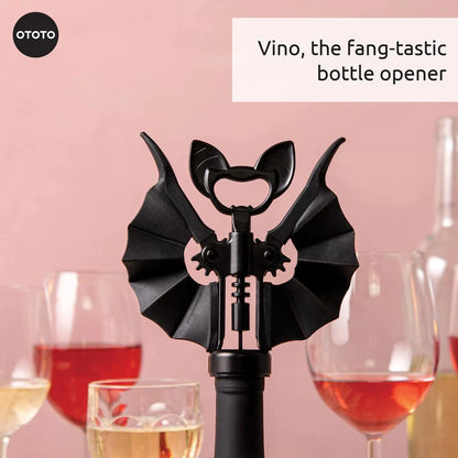 OTOTO Vino Spooky Bat 2-in-1 Wine & Beer Opener, Corkscrew & One Size, Black [4]