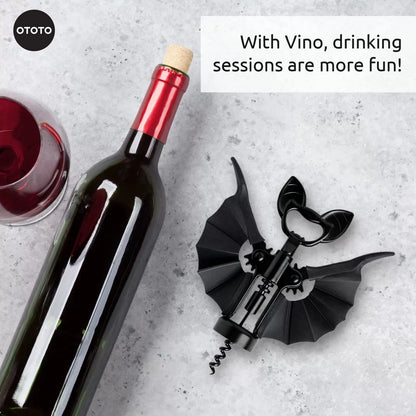 OTOTO Vino Spooky Bat 2-in-1 Wine & Beer Opener, Corkscrew & One Size, Black [7]