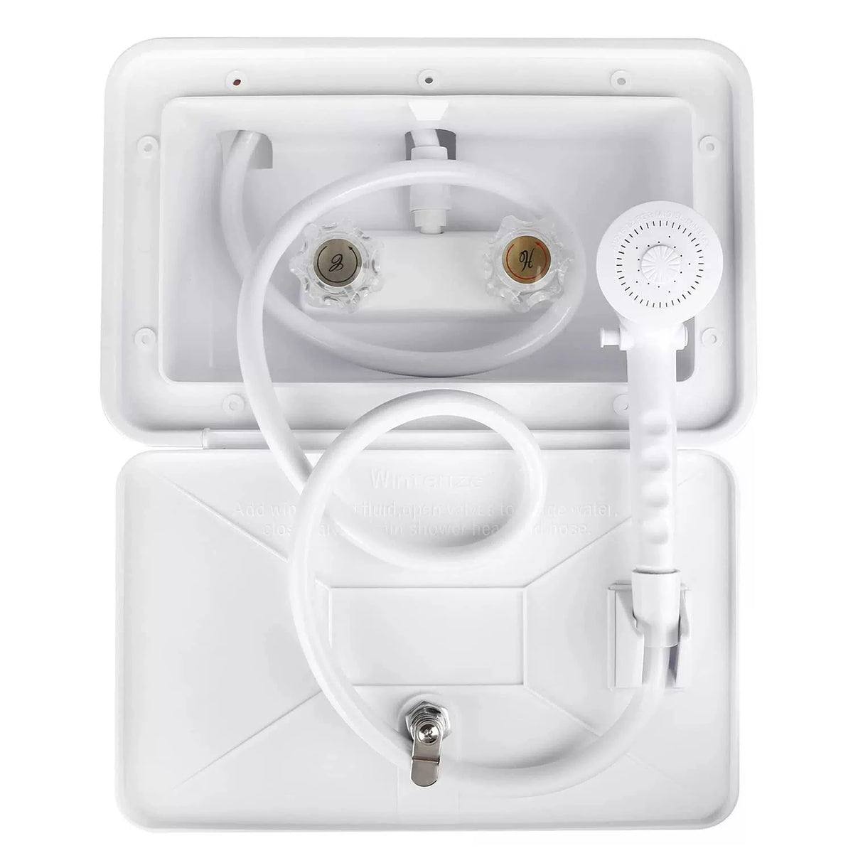 OYMOV RV Exterior Shower Box Kit with Lock for Outside, Outdoor white [1]