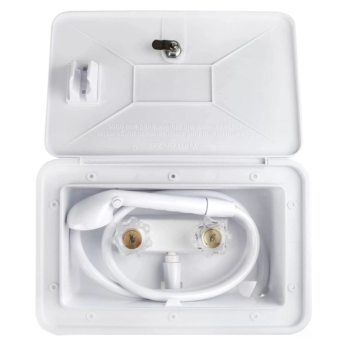 OYMOV RV Exterior Shower Box Kit with Lock for Outside, Outdoor white [2]
