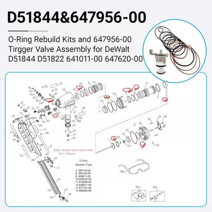 O-Ring Rebuild Kits and 647956-00 Trigger Valve Assembly Compatible with... [5]