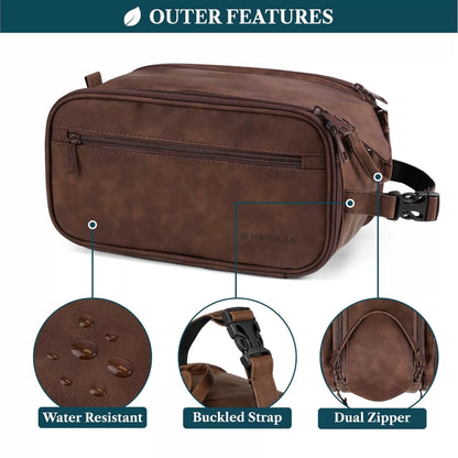 PAVILIA Toiletry Bag for Men, Hanging Travel Large (10.5x5.5x6), Dark Brown [5]
