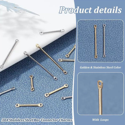 PH PandaHall 120pcs Earring Links Connectors 3 Golden & Stainless Steel Color [4]