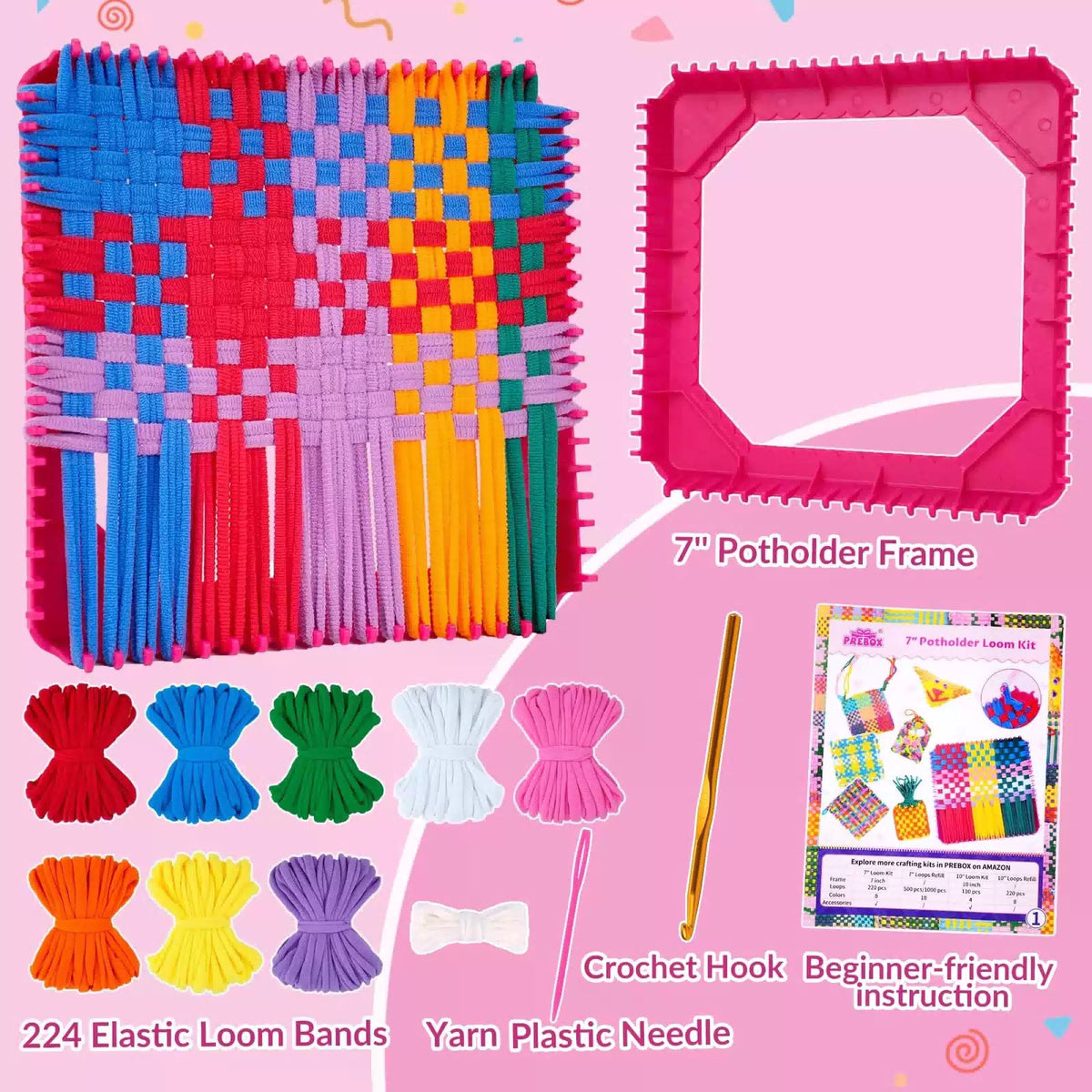 PREBOX Weaving Loom Kit Toys for Kids Onesize, - Red - 1kit [9]