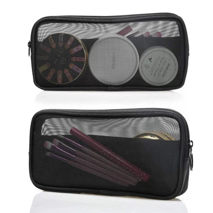 Patu Mesh Travel Toiletry Bag, Transparent Standing S & M (2 pcs), Black [4]