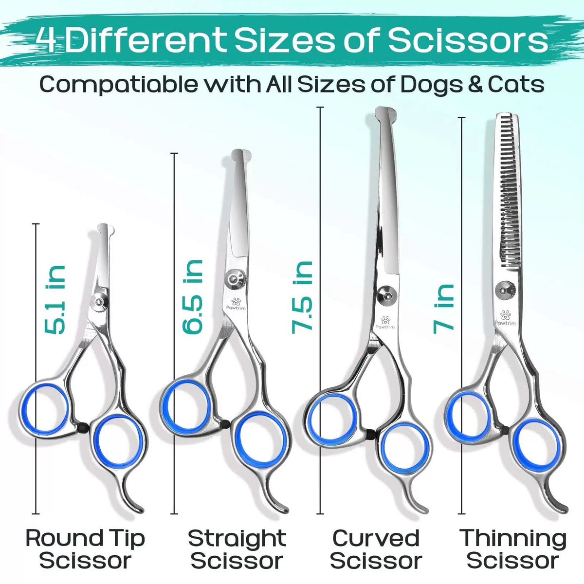 Pawtrim Professional Pet Grooming Kit – 6 in 1 Dog Pack of 6, Blue [2]