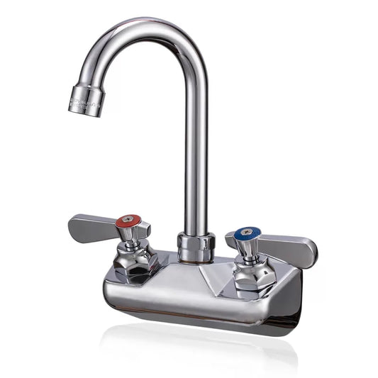 Phivan Commercial Sink Faucet 4" Center 3-1/2" Swivel Spout, Polished Chrome [1]