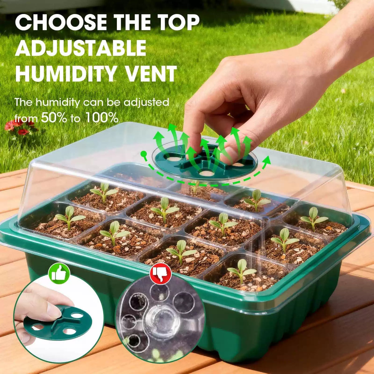 PlantaPulse 5 Packs Seed Starter Tray with 7.1 * 5.2 * 5.5 inch, Green [2]