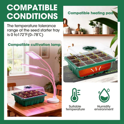 PlantaPulse 5 Packs Seed Starter Tray with 7.1 * 5.2 * 5.5 inch, Green [4]