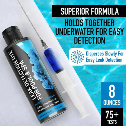 Pool Leak Detection Dye Kit - 75+ Tests - 2 Stainless Steel Vibrant Blue [4]