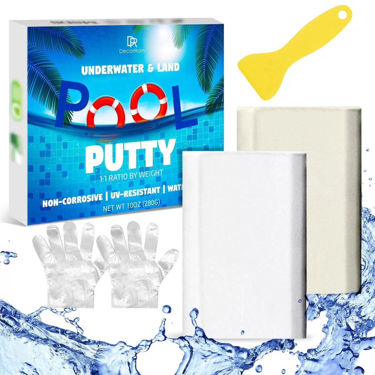 Pool Putty - 10oz 2 Part Epoxy Repair Kit Leak Sealer 10 oz, White [1]