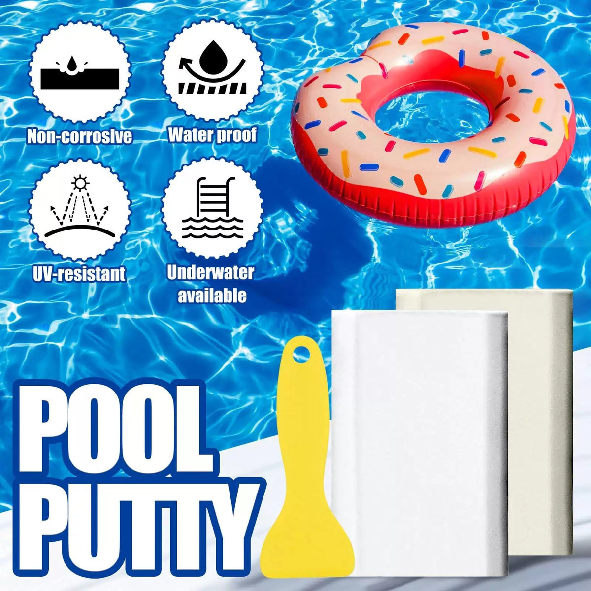 Pool Putty - 10oz 2 Part Epoxy Repair Kit Leak Sealer 10 oz, White [3]