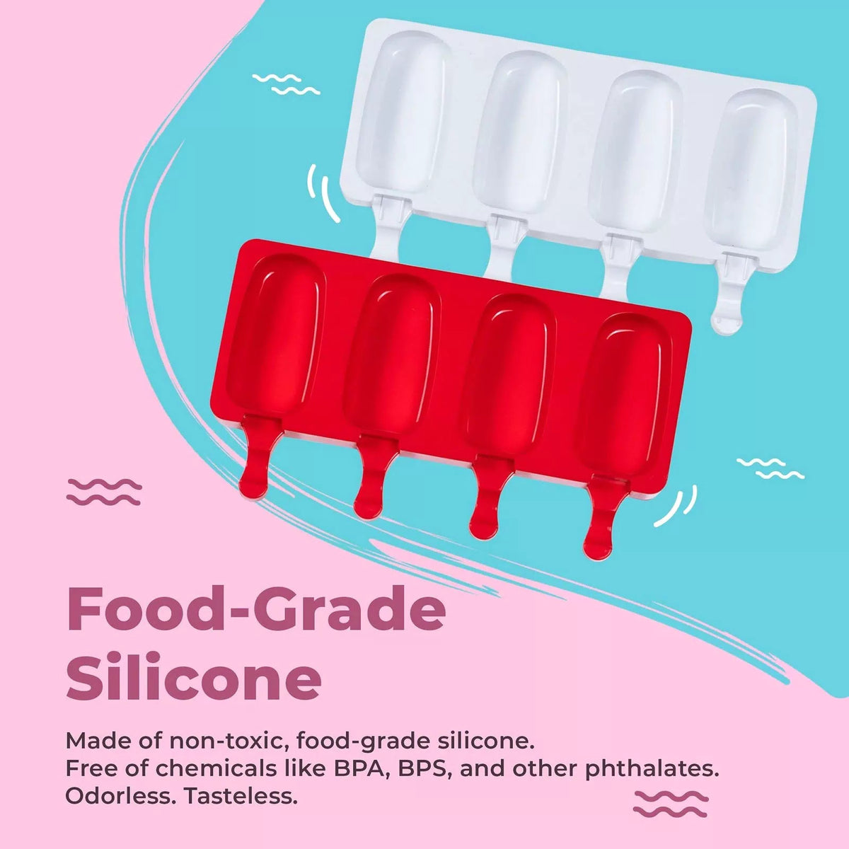 Popsicle Mold, Silicone Ice Pop Molds, 2-Pack Oval Rounded Rectangle [5]