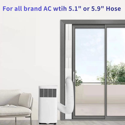 Portable AC Window Vent Kit - MAX 60" Length, Fits 5.1"/ 5.9" Dia, White [7]