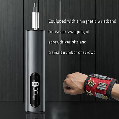 Professional Electric Screwdriver Set with Magnetic Wristband-Multi-Size Grey [2]