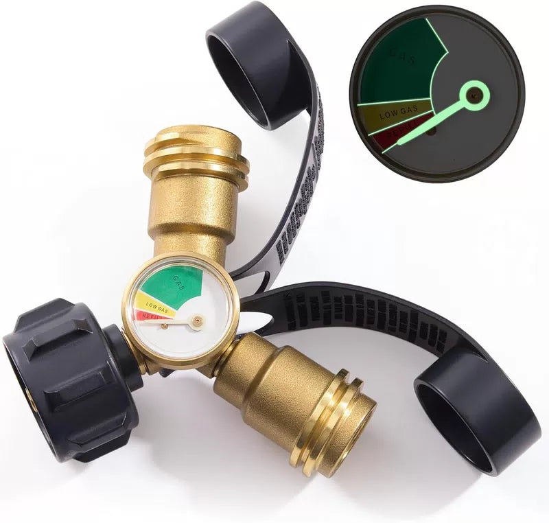 Propane Tank Splitter with Gauge 2 Way, Y Adapter Shut Off... [1]