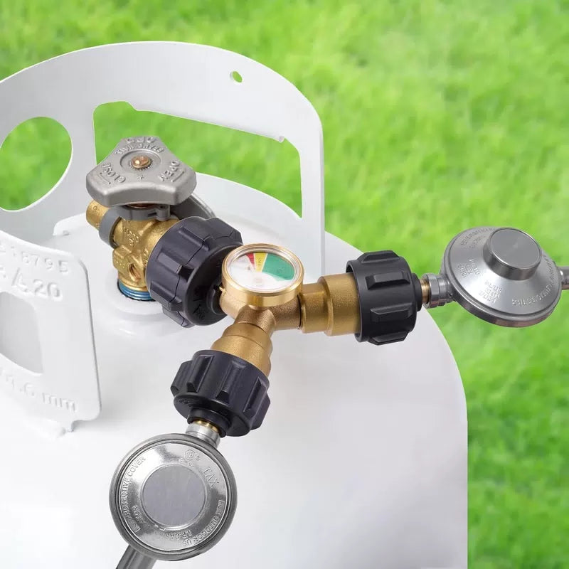 Propane Tank Splitter with Gauge 2 Way, Y Adapter Shut Off... [6]