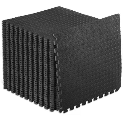 ProsourceFit Exercise Puzzle Mat ½-inch, EVA 36 Pack (144 SQ FT), Black [1]