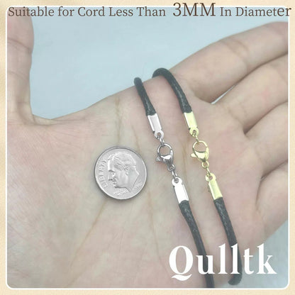 Qulltk 20Sets Cord End Caps with Lobster Clasp Connector,316 20Pcs Silver [6]