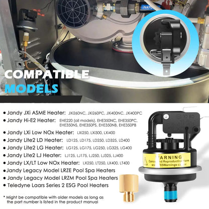 R0013200 2PSI Air Pressure Switch for Jandy/Zodiac/Teledyne Laars LXi black [3]