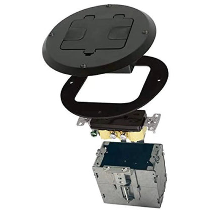 RACO 6239BK Floor Kit with Recessed Duplex 15A TR Device and 1-Gang, Black [1]