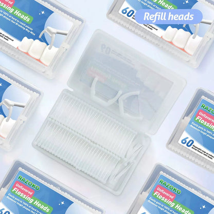 RAZOKO Reusable Dental Flosser Kit, Extra Strong 240 Count (Pack of 1), White [6]
