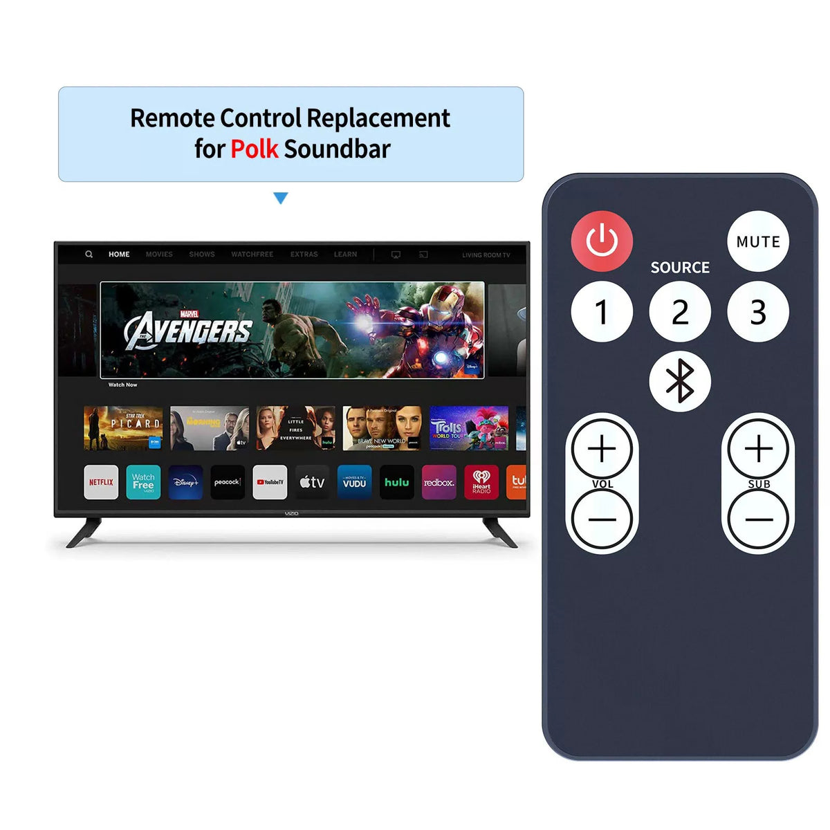 RE15031 Remote Control For Polk Soundbar 2000 3000 4000 5000 6000 6500 9000 [2]