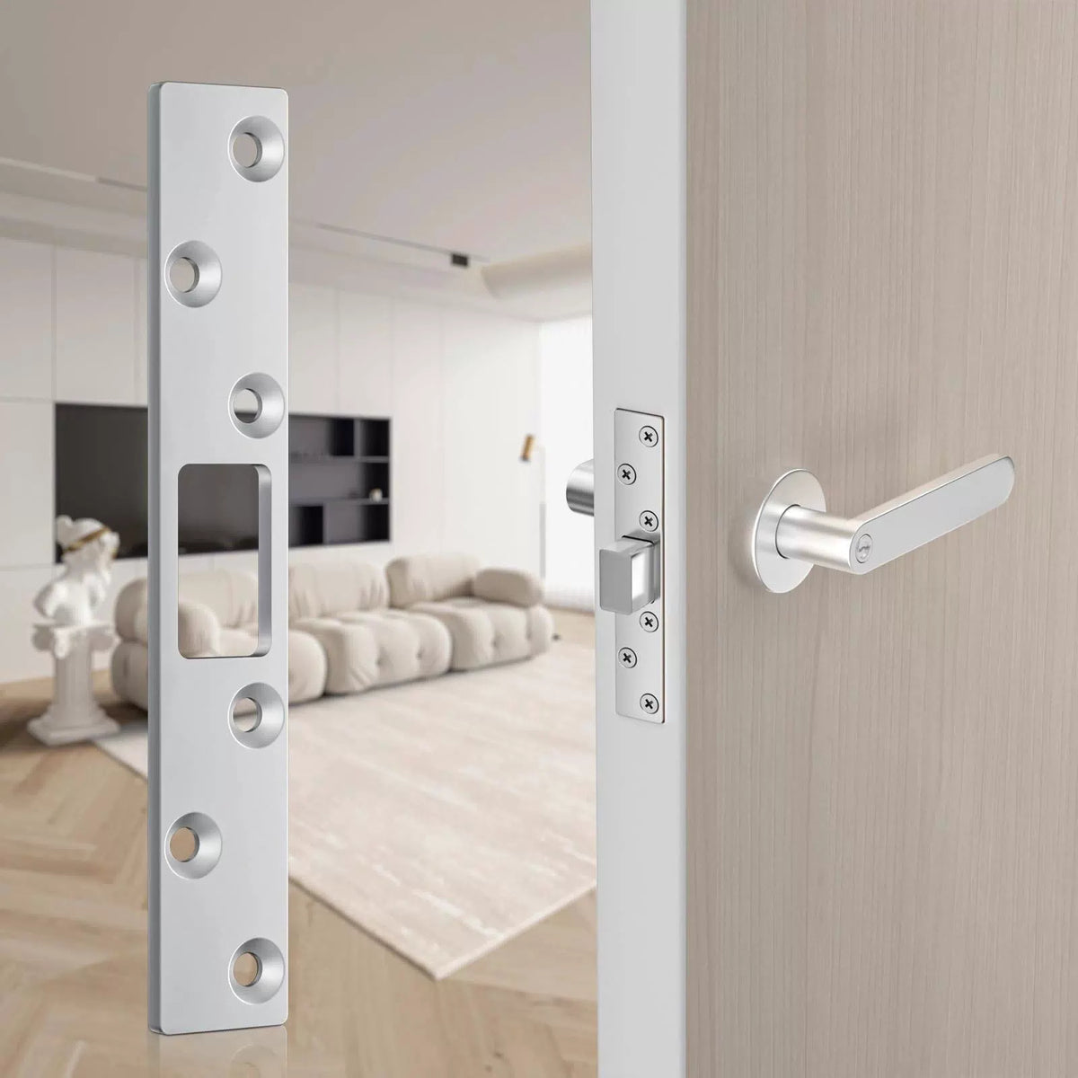 RO6G 72001 Brushed Satin Nickel Lock Short Strike Plate with 12 Silver [7]