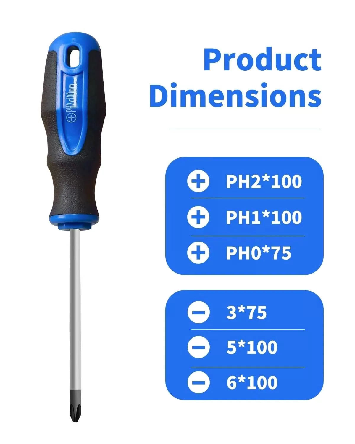 ROTATION 6PCS Magnetic Tip Screwdriver Set, 3 Phillips and 6pc_black Tip_matt [2]