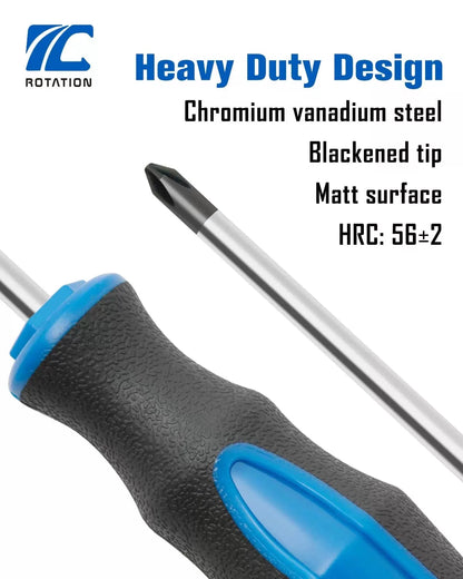 ROTATION 6PCS Magnetic Tip Screwdriver Set, 3 Phillips and 6pc_black Tip_matt [6]