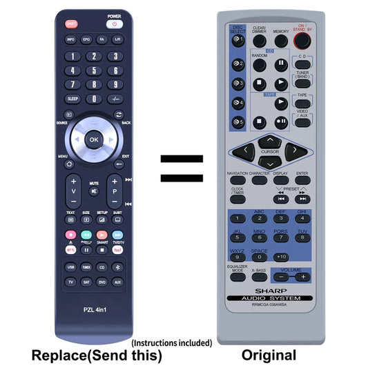 RRMCGA038AWSA Remote Control For Sharp Audio System XL-MP130 XL-MP131 [1]