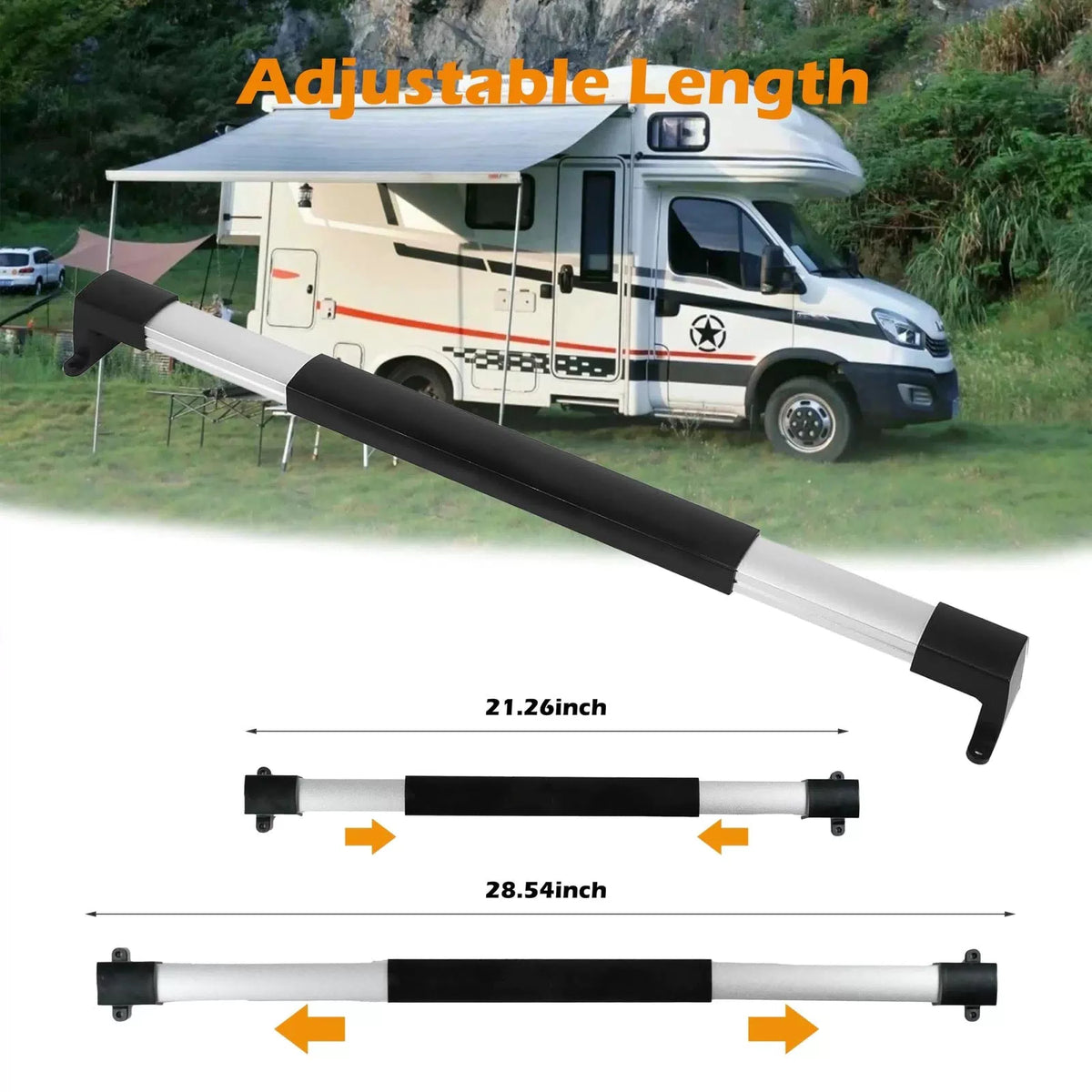 RV Screen Door Cross Bar Handle Universal, Adjustable from 1 Pack, Black [2]