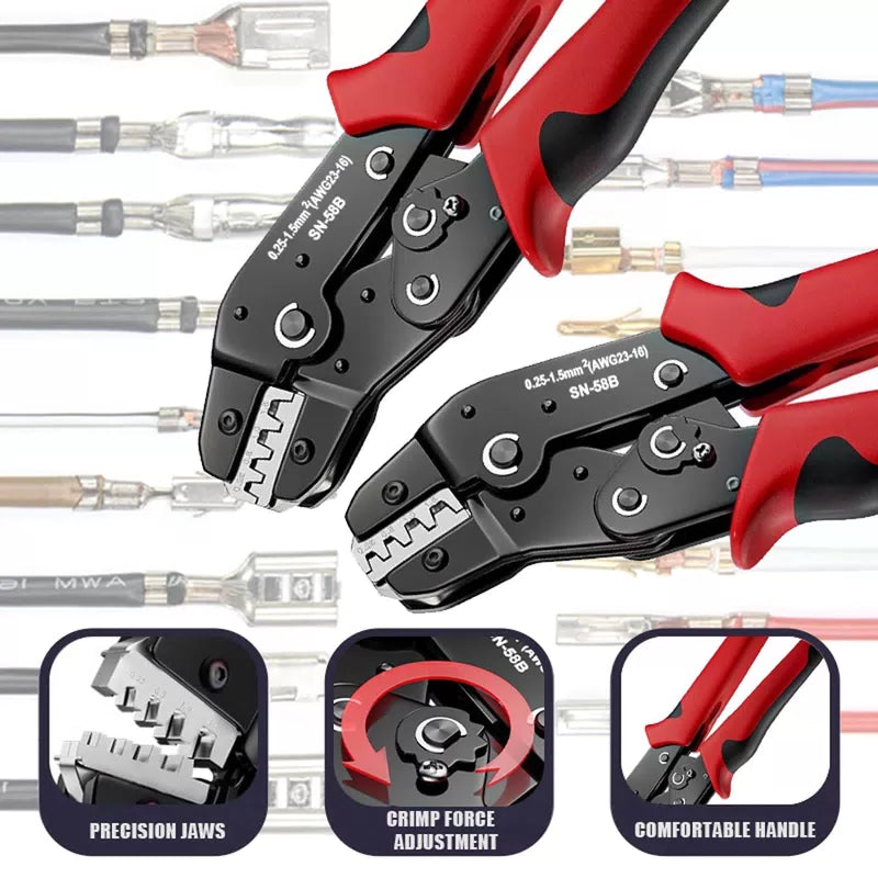 Ratcheting Crimping Tool Set For Dupont JST MOLEX Open Barrel,Dupont Molex JST TE Terminals & EPC PCIE SATA Pins SN-58B [2]