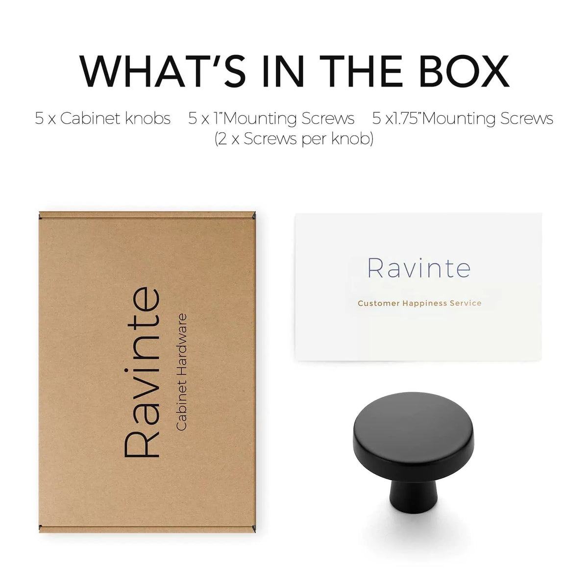 Ravinte 5 Pack Drawer Pulls 1-1/4 Inch Matte Black 1-1/4", [7]
