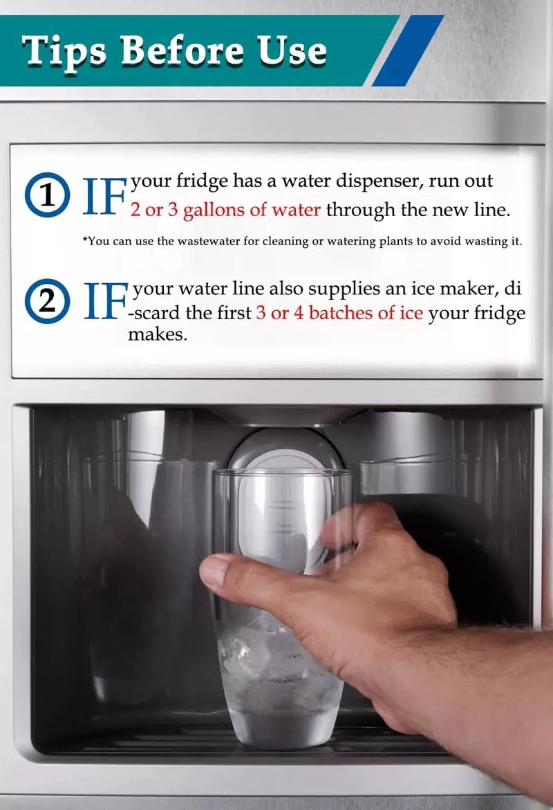 Refrigerator Ice Maker Water Line Kit - 15' Braided Stainless 15 Feet, Silver [8]