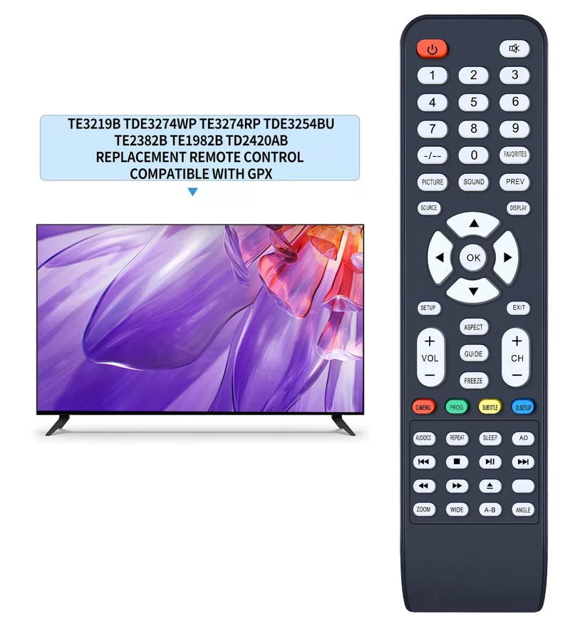 Remote Control For GPX TE3219B TDE3274WP TDE3254BU TE3274RP TU4348B TDE3274W TV [2]