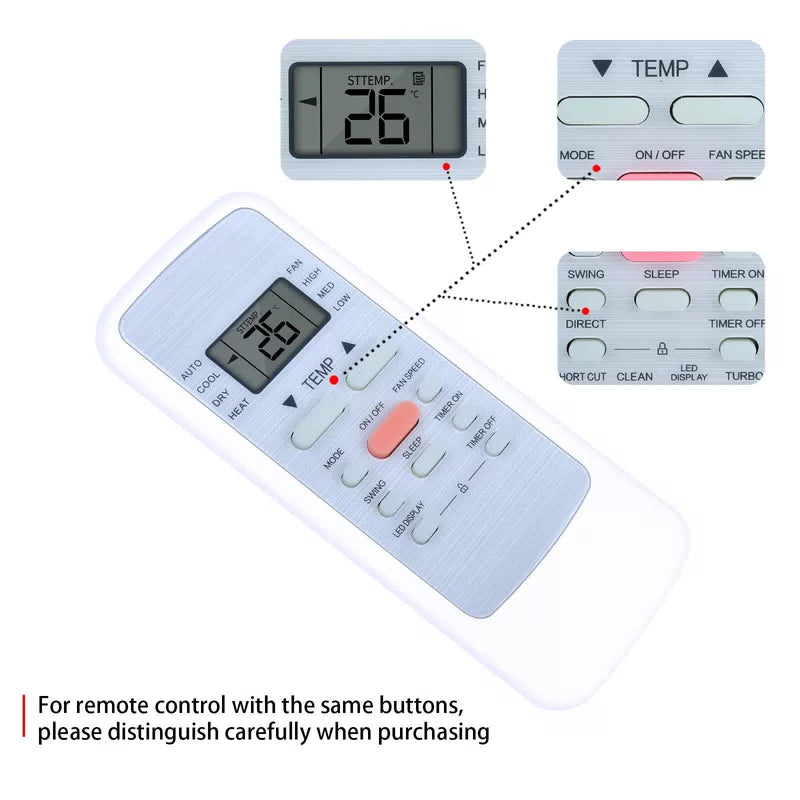 Remote Control For Midea RG51B(1)/EU1 RG51B(2)/E RG51B/E Air Conditioner [5]