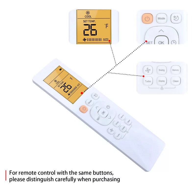Remote Control For Mirage Air Conditioner RG10B(D2)/BGEF With backlight [5]